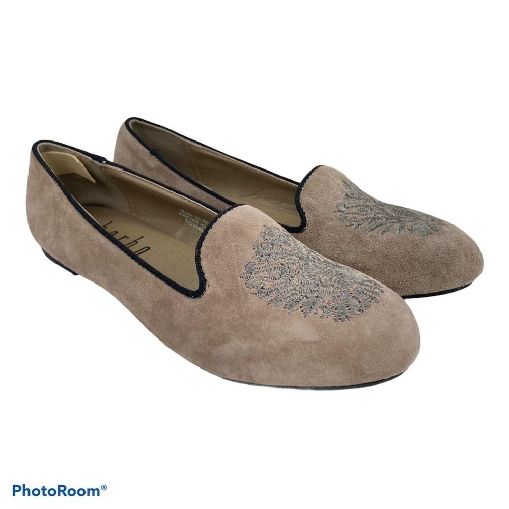 Barbo Crystal Tan Embroidered Ballet Flats 6